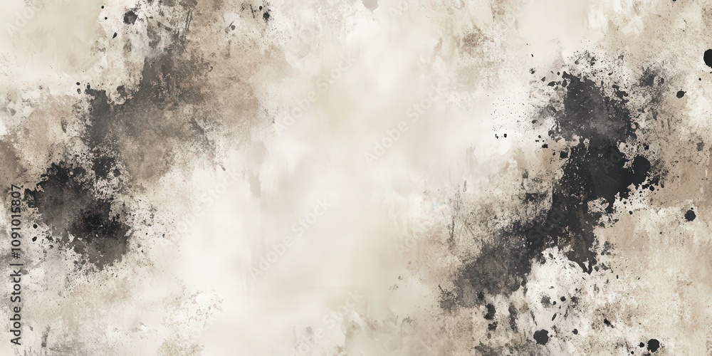 Poster abstract background with soft earthy tones featuring dark and light splashes of paint for artistic a