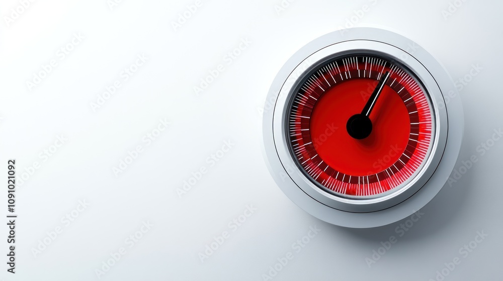 Poster A close-up of a gauge with a red indicator, suggesting measurement or alert.