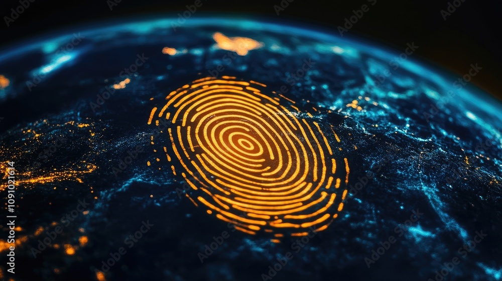 Aufkleber abstract globe with a fingerprint design, illustrating personalized global access and communication