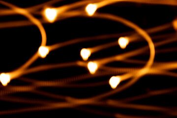 Yellow and orange lights making lines. Resource for superimposition