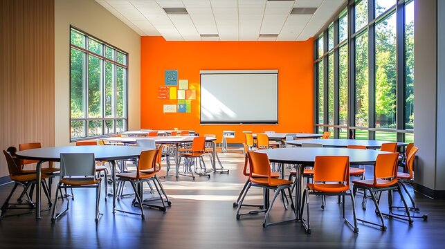 Learning lab with bright open spaces neutral tones collaborative zones engaging educational tools