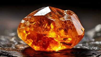 鉱山で採掘されたオレンジ色の天然鉱石 原石 宝石