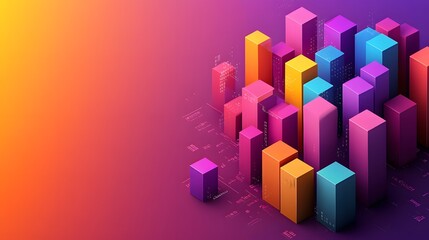 Obraz premium A transparent 3D bar chart with colorful bars and a sleek gradient backdrop