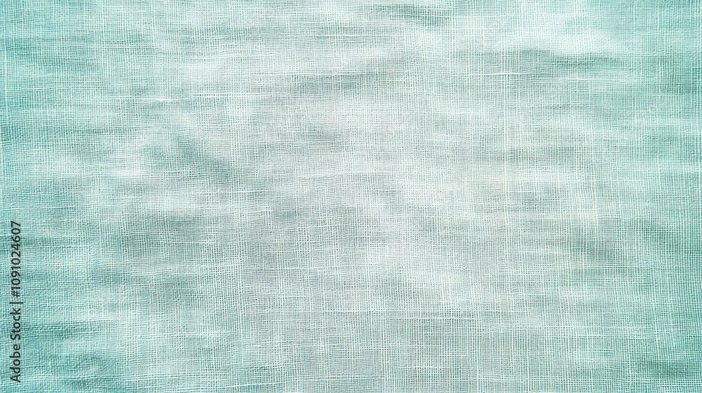 Poster a textured fabric in soft aqua tones, suitable for design or textile applications.