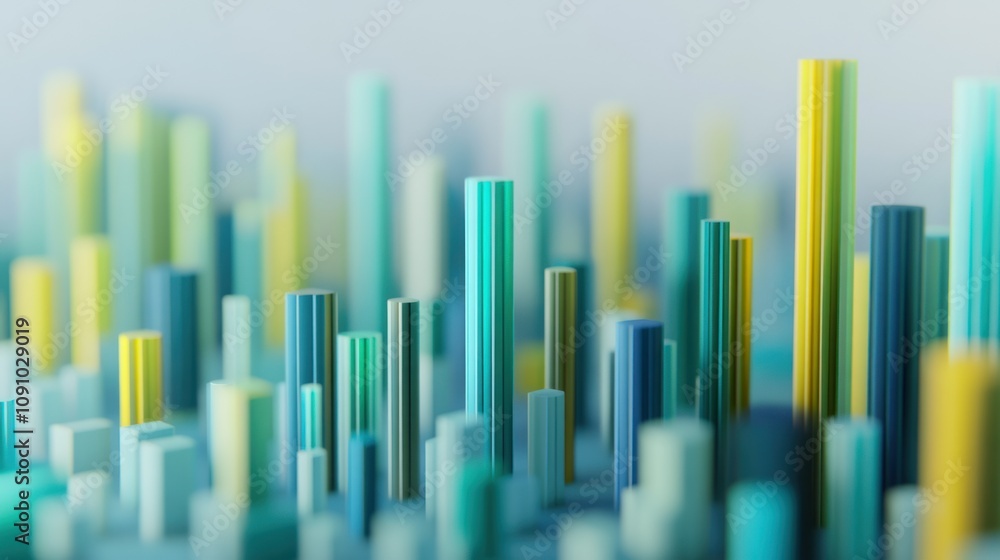 Poster Abstract representation of vertical bars in varying colors, suggesting growth or data visualization.