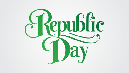 Fototapeta premium The text Republic Day in a stylish decorative font with a green color This kind of design is often used for celebratory occasions and adds a festive touch to the message