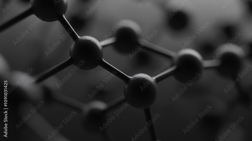 Aufkleber abstract molecular structure in black and white, emphasizing scientific concepts.