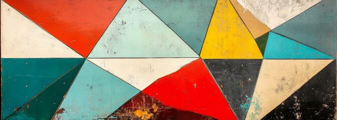 Vintage geometric shapes wide horizontal abstract background