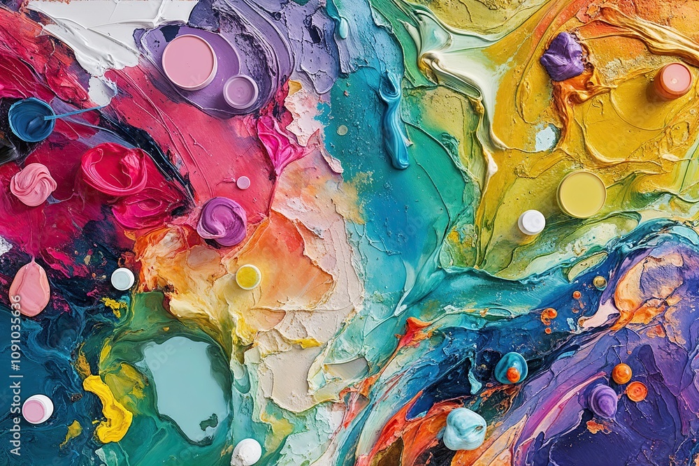 Aufkleber abstract background with multicolored acrylic paint texture and modern design elements