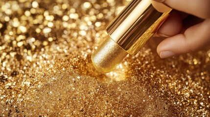 Golden glitter texture. Luxury cosmetic product concept.