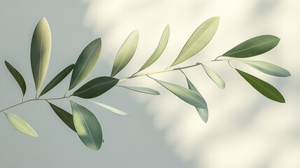 Obraz premium Olive branch on subtle shadowed background.