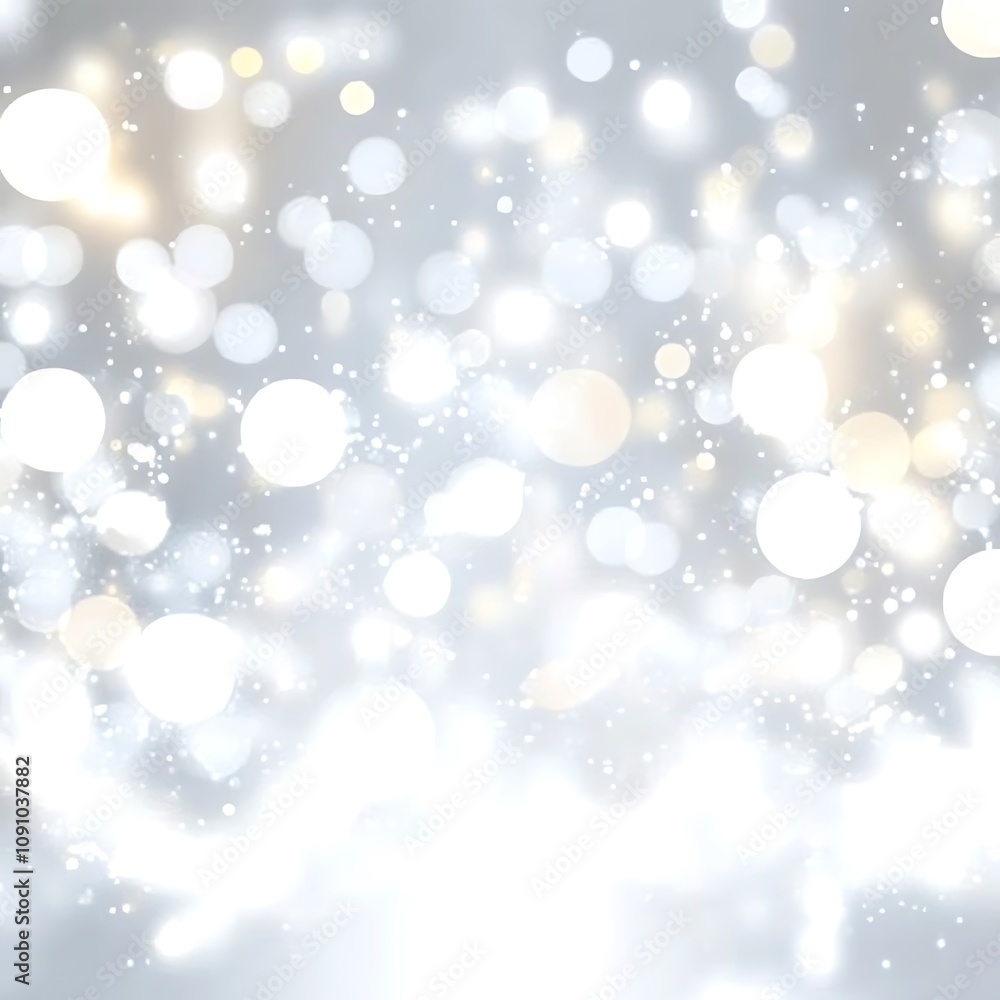 Poster ethereal white glitter background with floating sparkles and bokeh effect soft focus creating dreamy