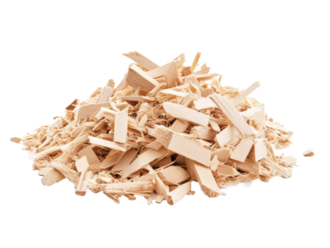 Wood shavings created from a woodworking project