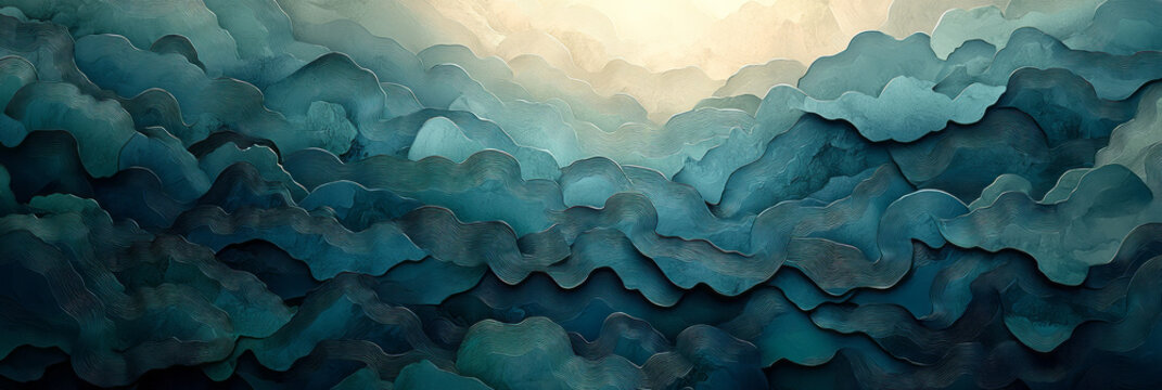 A graphic of interlocking camouflage patterns blending into a pastel green surface,