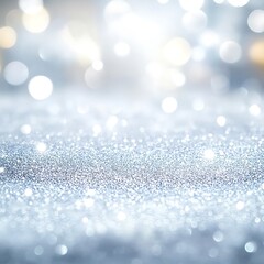 Fototapeta premium White Silver glitter vintage lights background defocused for festivals and celebrations, Generative Ai 