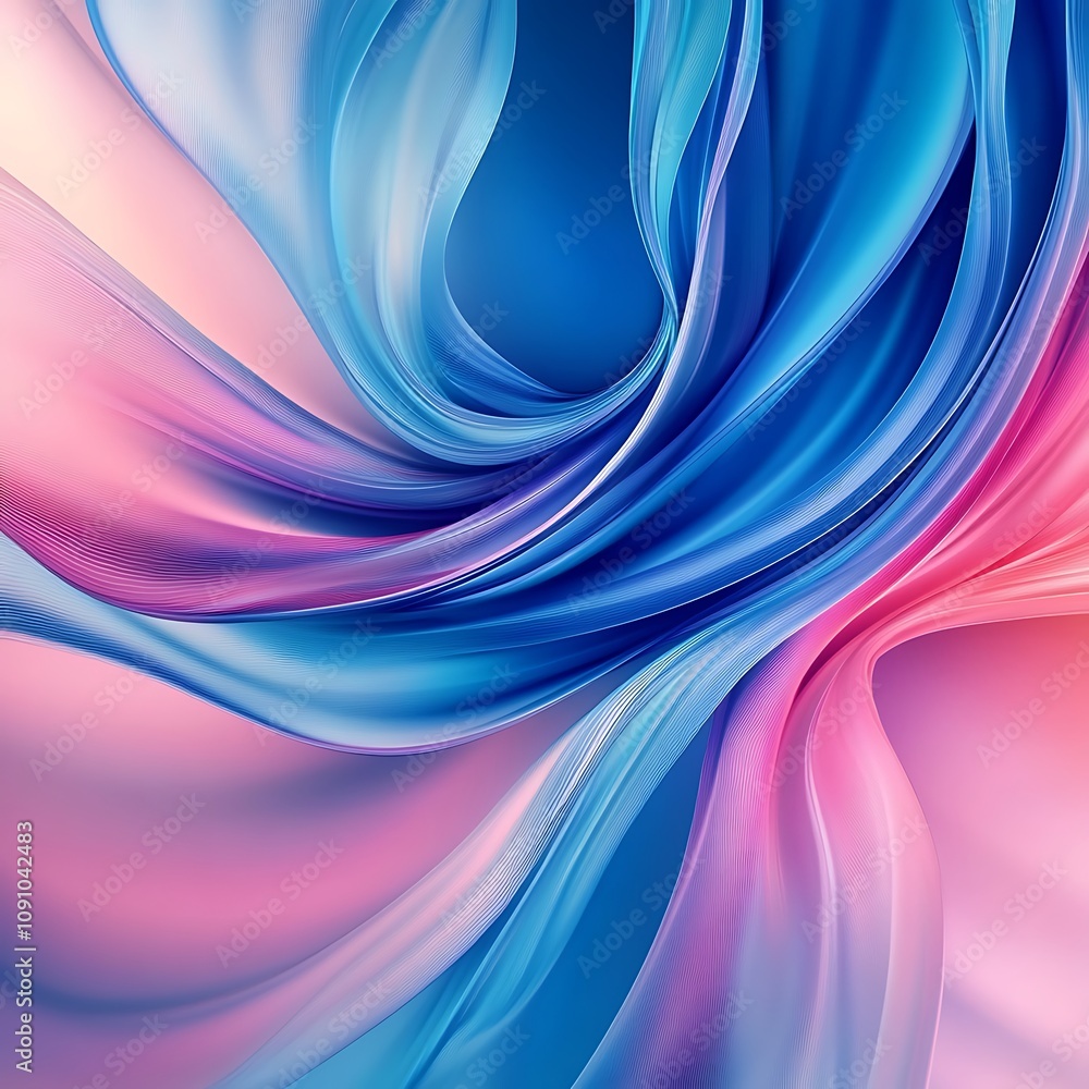 Poster abstract swirl wave background in blue and pink hues, resembling flowing liquid lines. adds a dynami
