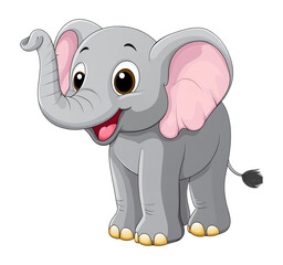 Joyful cartoon elephant smiling