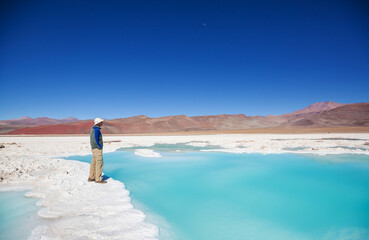 Tourist on Laguna Verde