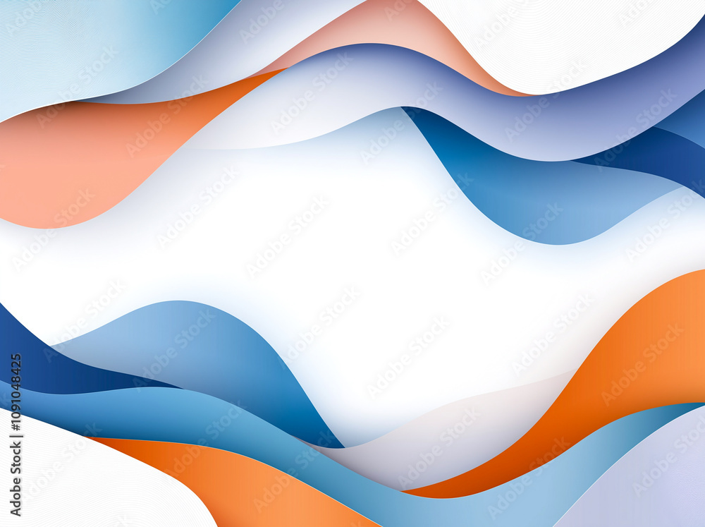 Poster colorful abstract background with wavy patterns in blue and orange tones, creating dynamic and flowi