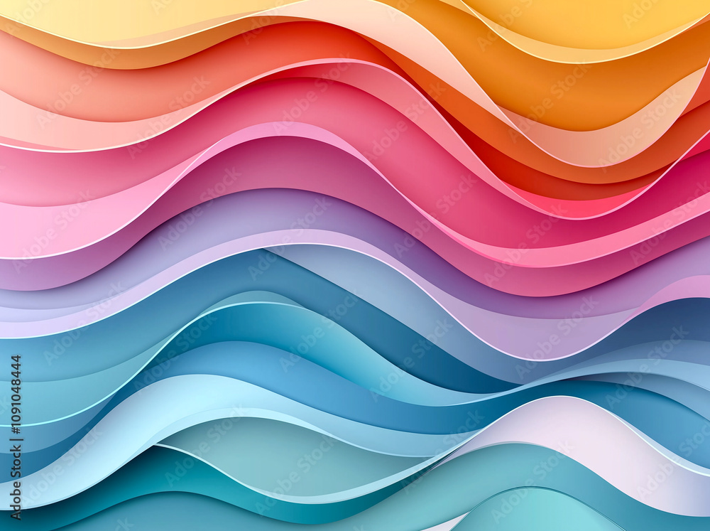Poster Colorful abstract background with wavy patterns in vibrant hues creates dynamic and energetic visual effect. flowing lines and gradient colors evoke sense of movement and creativity