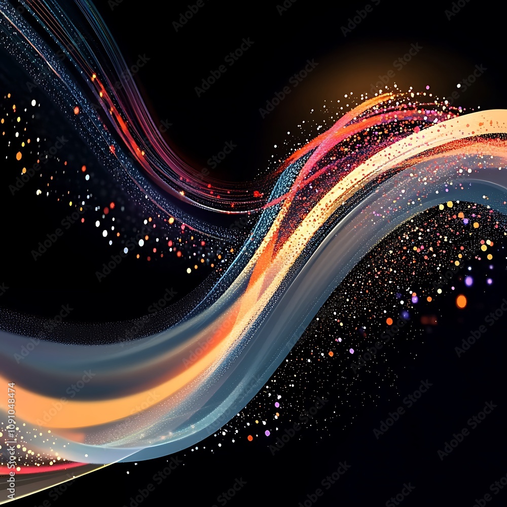 Poster speed motion particles wave light effect transparent background, generative ai