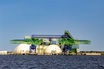 Obraz premium Modern Storage for Chemical Fertilizers in the Port
