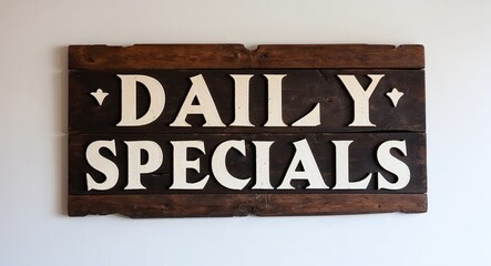 Obraz premium daily specials lettering on medieval ancient sign wooden board on plain white background