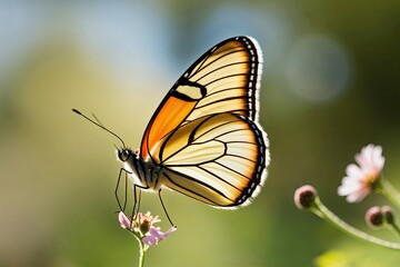 Obraz premium Stunning Butterfly Wing in Gentle Sunlight Showcasing Vibrant Colors and Natural Illumination