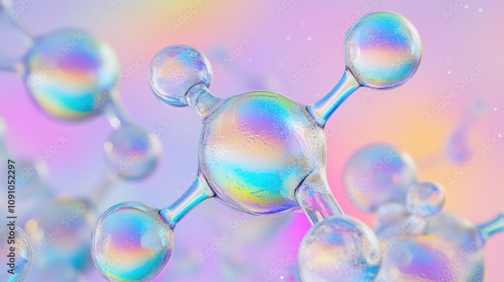 Aufkleber a colorful molecular structure representing scientific concepts.