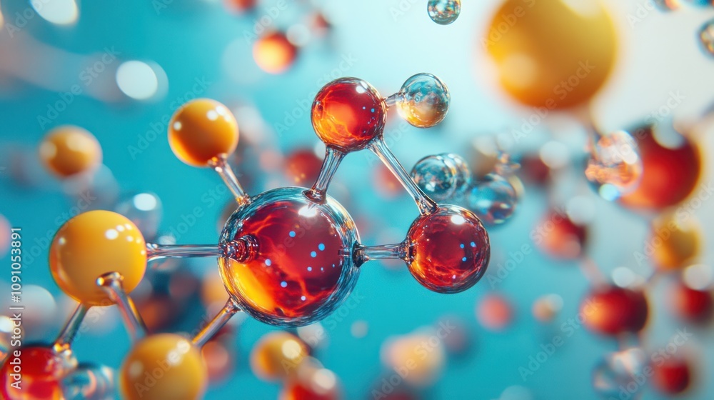 Aufkleber a colorful depiction of molecular structures representing scientific concepts.