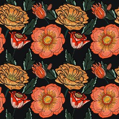 Cute seamless pattern in small flower.Small colorful flowers.