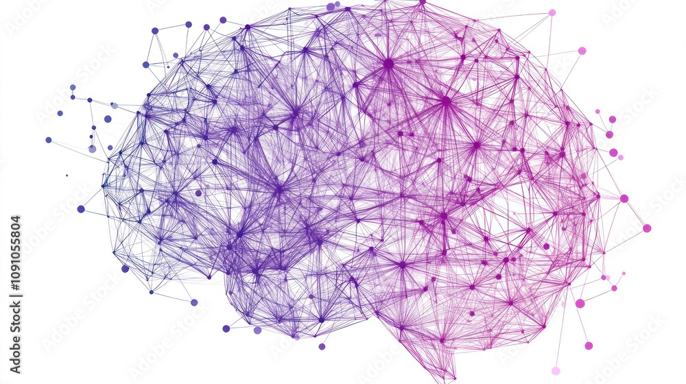 Poster Abstract representation of a brain made of interconnected lines and nodes.