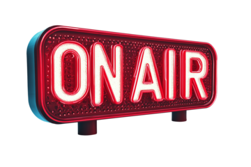 Vintage illuminated studio On Air sign isolated on a white background