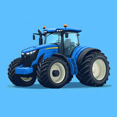 Obraz premium Illustration of a Blue Tractor on a Blue Background