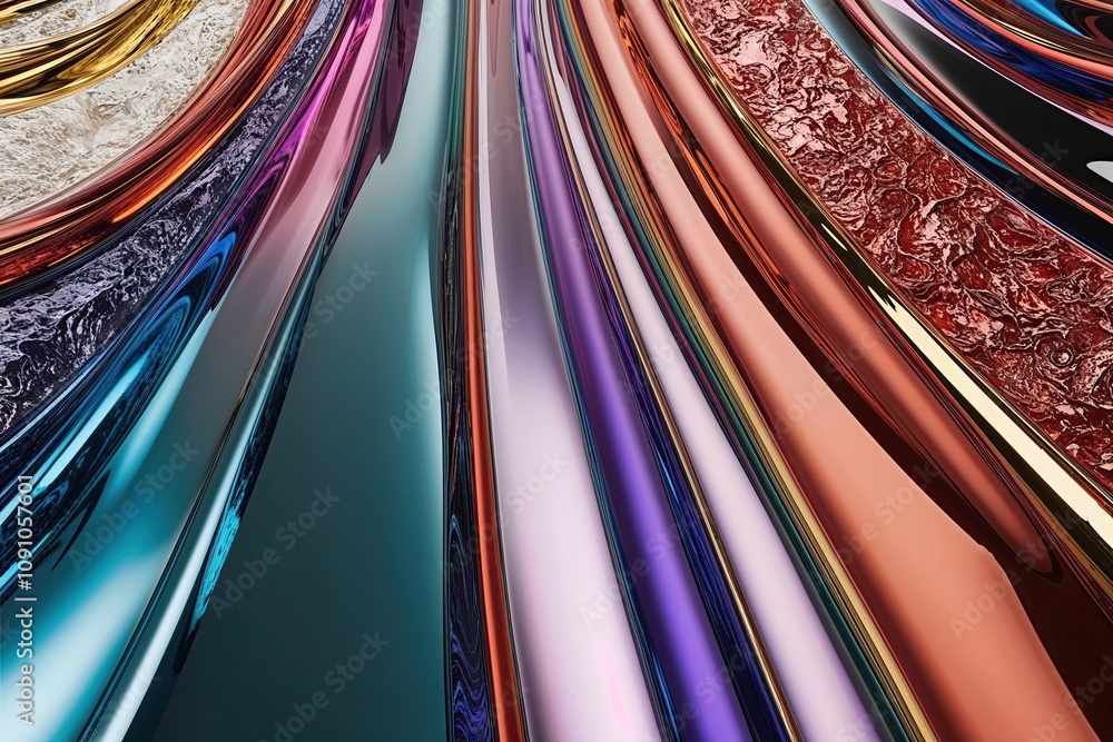 Poster vibrant abstract art with blending colorful streams and rich textures