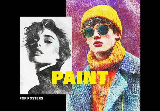 Pencil Paint Poster Photo Effect Mockup
