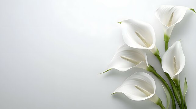 A serene funeral lily on a white background with space for text, ideal for a memorial service announcement or sympathy card design.