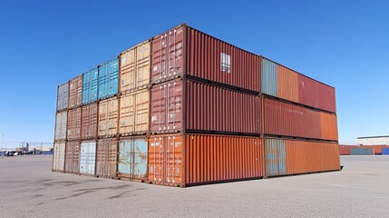 Shipping yard, cargo containers, container box shipping