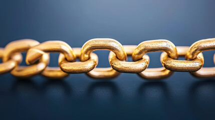 Obraz premium Golden chain links with shiny texture against dark background