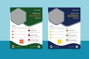 A bundle of seven template of different color a4 flyer template, corporate business flyer template design set, flyer in A4 with colorful business proposal, promotion, advertise.