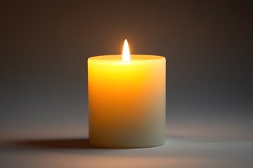 Glowing candle on dark background, symbol of serenity