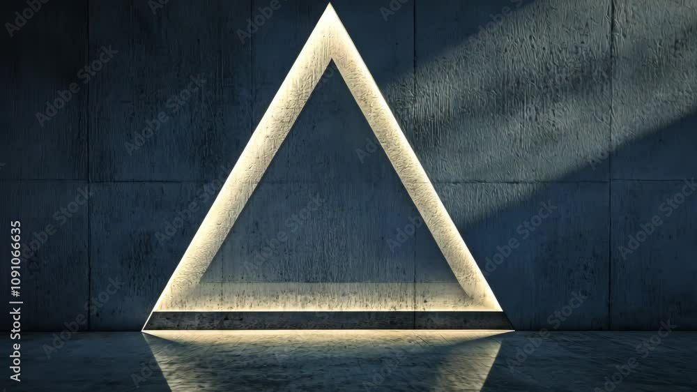 Aufkleber minimalist geometric composition of a single triangle of light on a plain wall, with sharp lines and