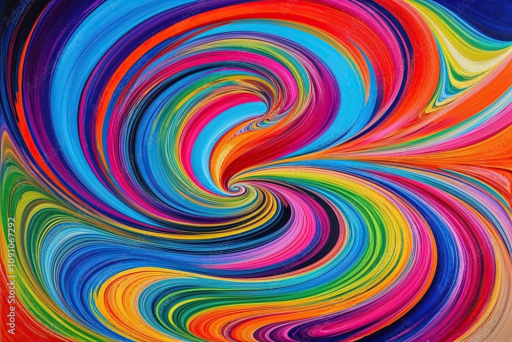Poster Vibrant Abstract Canvas Art with Dynamic Swirling Patterns and Rich Color Depth