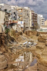 Buildings half destroyed by the flood in the Poyo ravine caused by the intense rains of the Dana over the Valencian Community