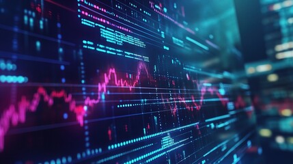 Fototapeta premium Professional Stock Market Analysis Displaying Digital Trends and Data Visualization with Graphs in a Modern Financial Environment