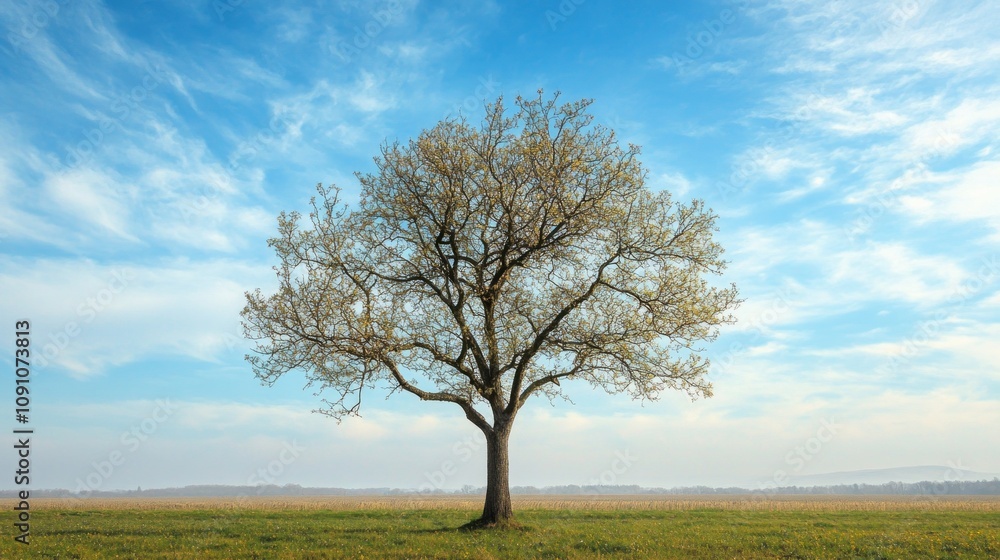 Poster a lone tree stands in a field of grass