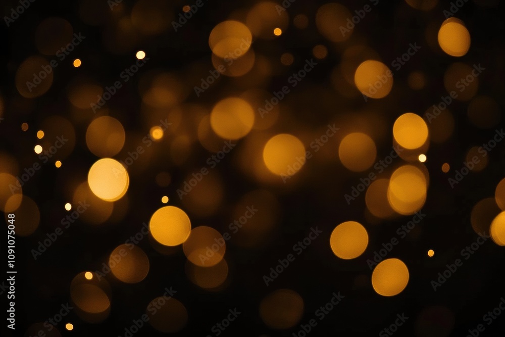 Aufkleber bokeh light texture background overlay with golden circular orbs and shimmering effect