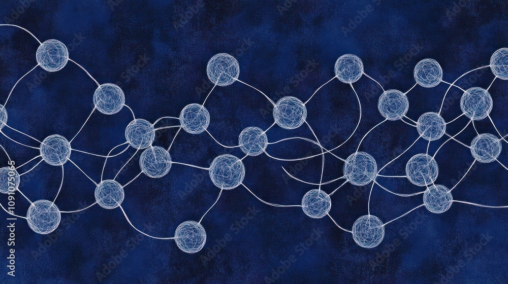 Aufkleber abstract illustration of interconnected spheres representing molecular structures.