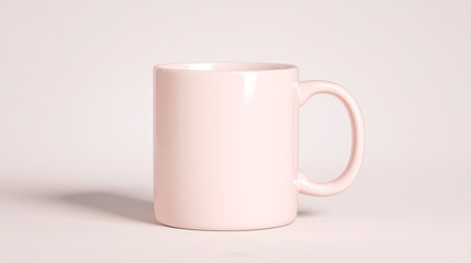 Fototapeta premium Elegant pink coffee mug minimalistic studio setting product photography soft lighting aesthetic appeal
