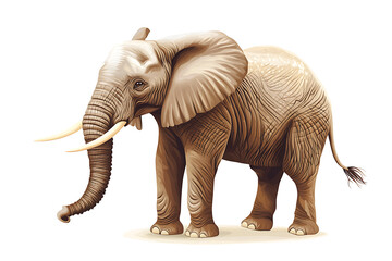 Fototapeta premium A realistic illustration of an elephant standing on a white background.